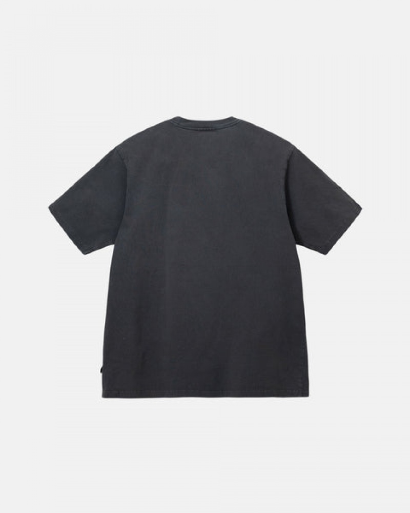 Black Stussy Pigment Dyed Crew Men's Tops Jakarta | Indonesia KCW-2546