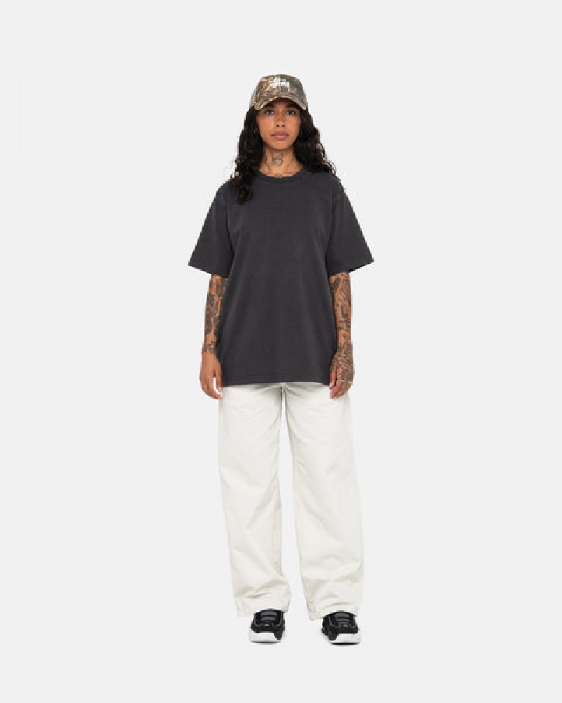 Black Stussy Pigment Dyed Crew Women's Tops Jakarta | Indonesia JFK-9253