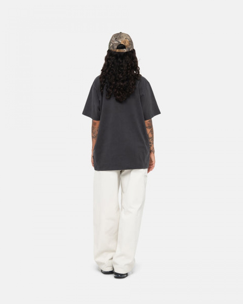 Black Stussy Pigment Dyed Crew Women's Tops Jakarta | Indonesia JFK-9253