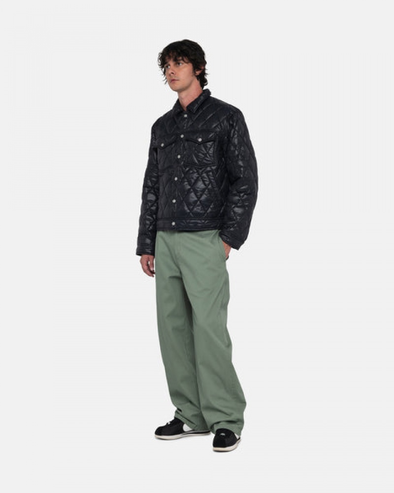 Black Stussy Ranch Jacket Quilted Nylon Men's Jackets Jakarta | Indonesia ZFB-3557