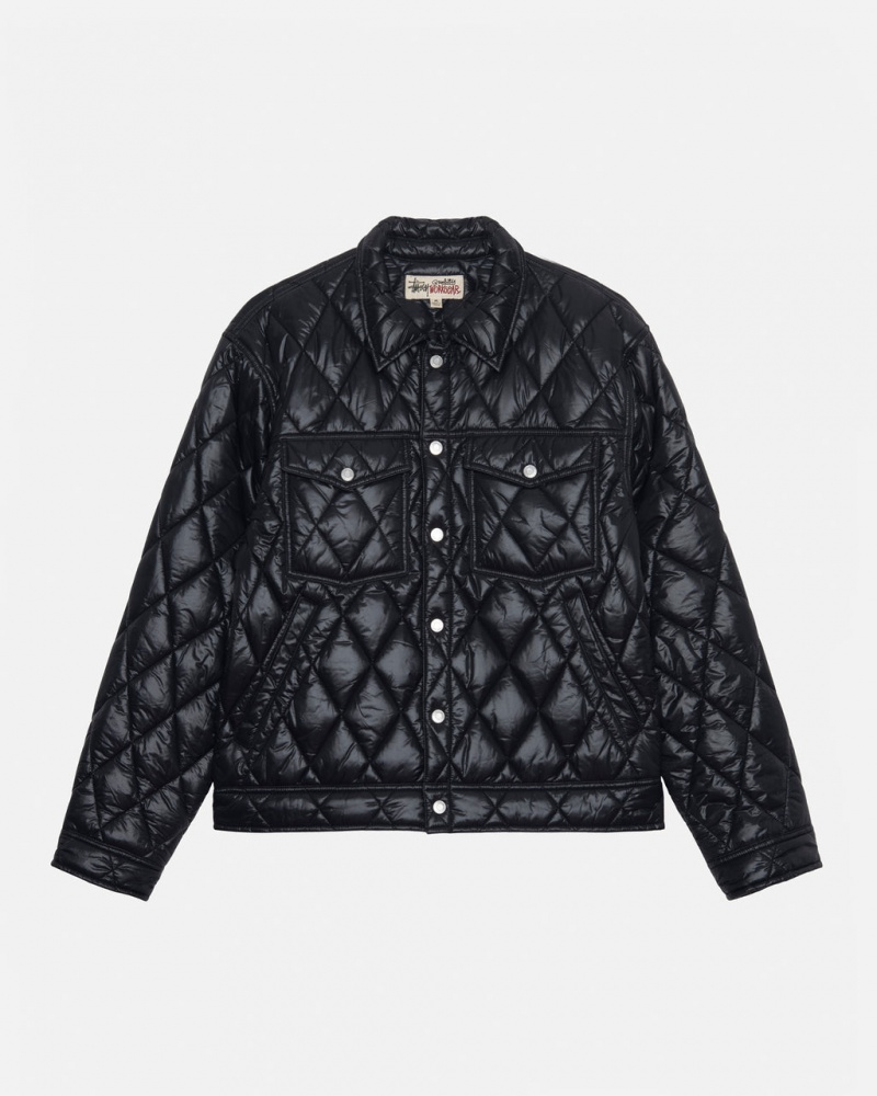 Black Stussy Ranch Jacket Quilted Nylon Men\'s Jackets Jakarta | Indonesia ZFB-3557