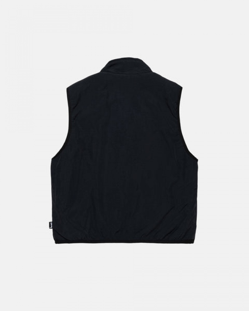 Black Stussy Sherpa Reversible Vest Men's Vest Jakarta | Indonesia FLX-8290