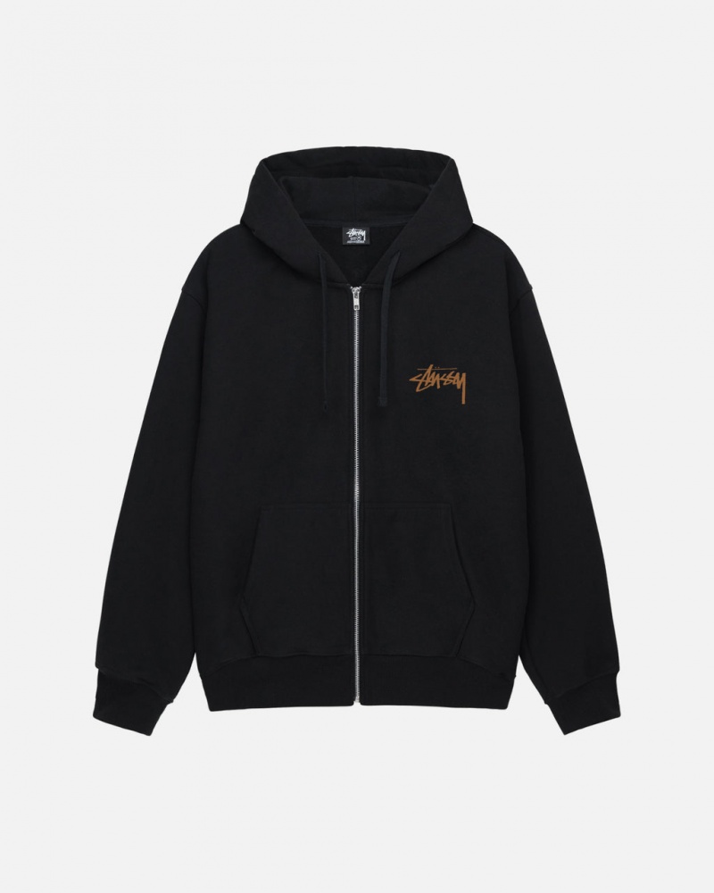 Black Stussy Skate Tough Zip Hoodie Men\'s Hoodie Jakarta | Indonesia OEB-9239