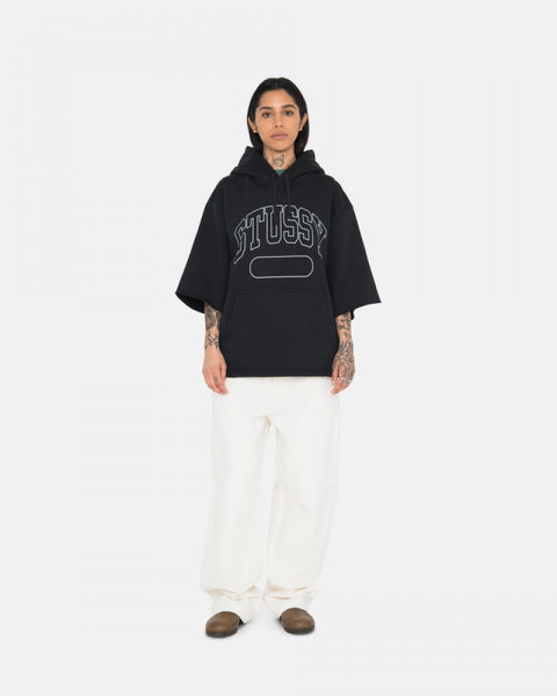 Black Stussy Ss Boxy Cropped Hoodie Women's Hoodie Jakarta | Indonesia LIV-4807