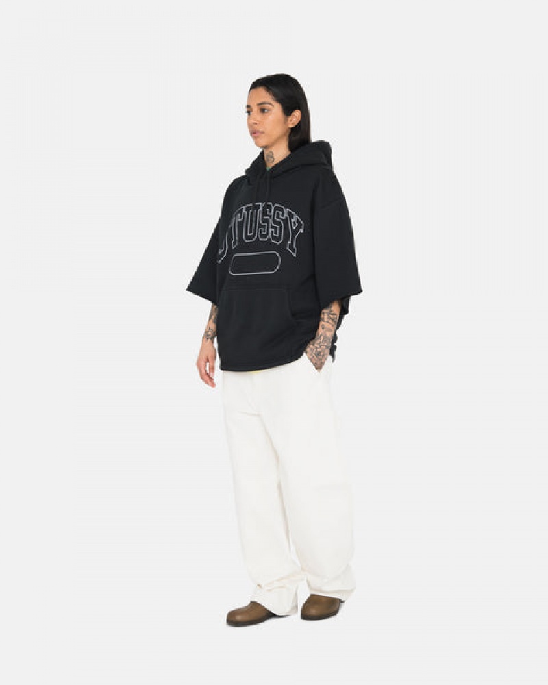 Black Stussy Ss Boxy Cropped Hoodie Women's Hoodie Jakarta | Indonesia LIV-4807