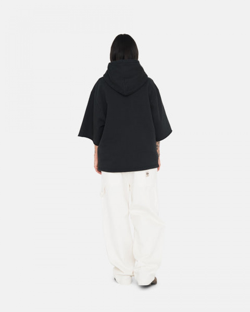 Black Stussy Ss Boxy Cropped Hoodie Women's Hoodie Jakarta | Indonesia LIV-4807