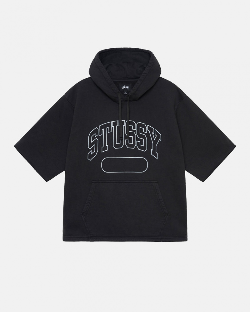 Black Stussy Ss Boxy Cropped Hoodie Women\'s Hoodie Jakarta | Indonesia LIV-4807