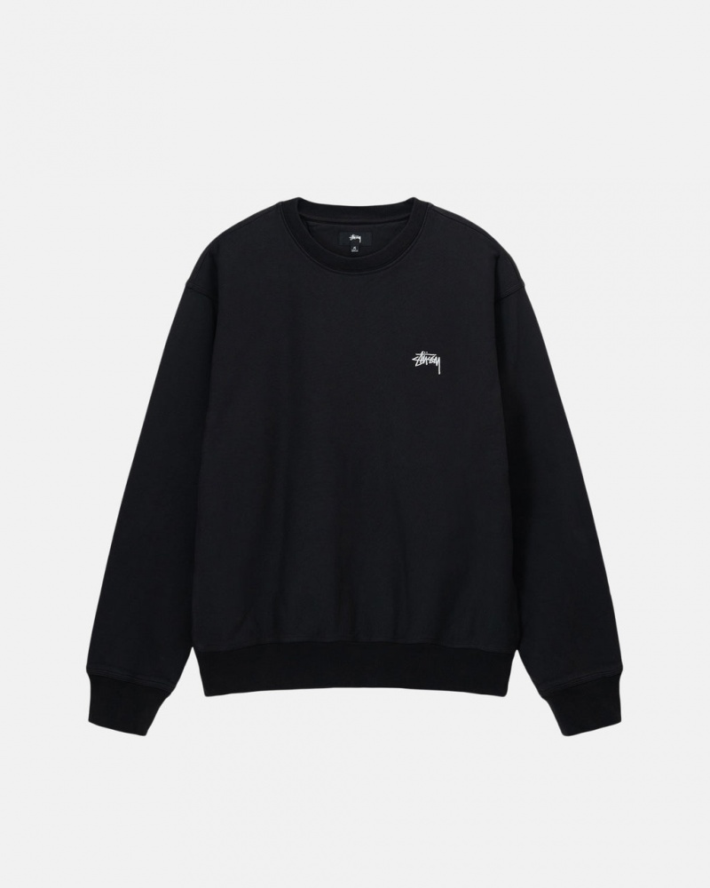 Black Stussy Stock Logo Crew Men\'s Sweatshirts Jakarta | Indonesia JQK-4137