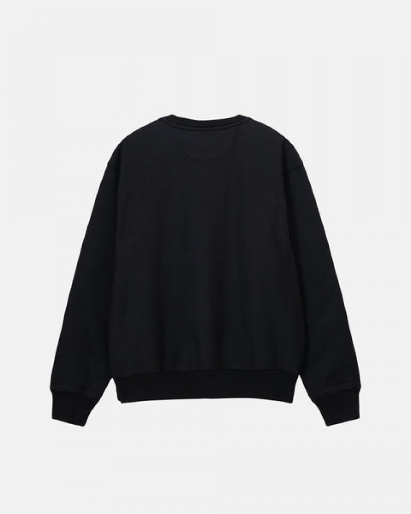 Black Stussy Stock Logo Crew Women's Sweatshirts Jakarta | Indonesia MHK-1110