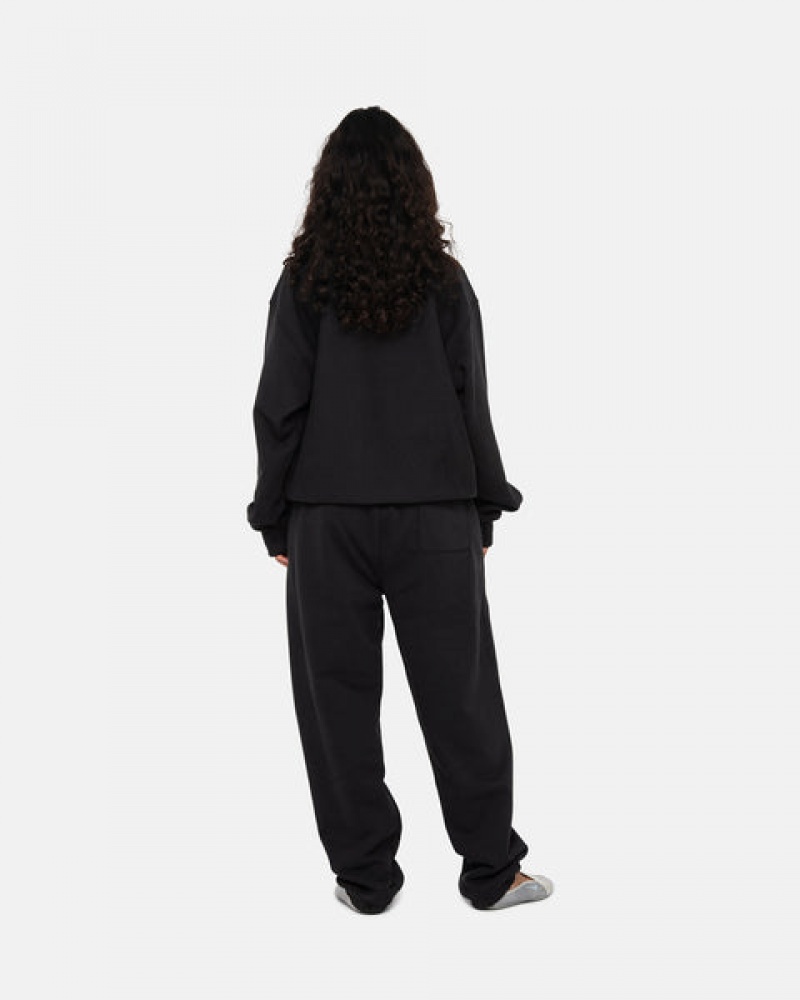 Black Stussy Stock Logo Crew Women's Sweatshirts Jakarta | Indonesia MHK-1110