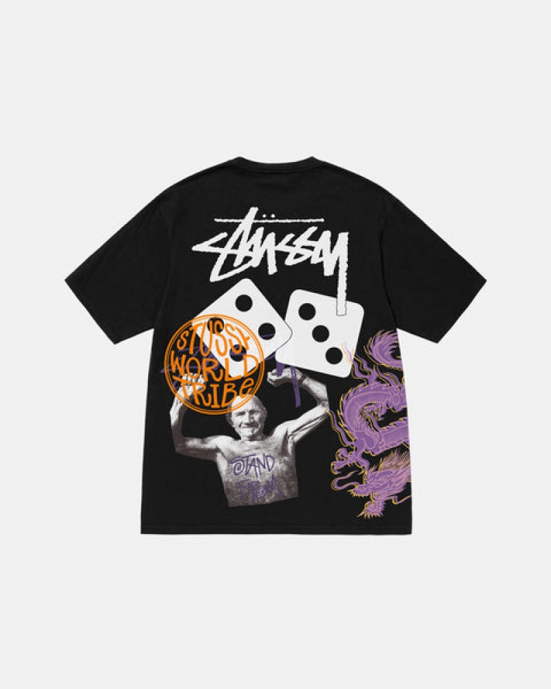 Black Stussy Strike Pigment Dyed Tee Women's Tees Jakarta | Indonesia JKL-9073