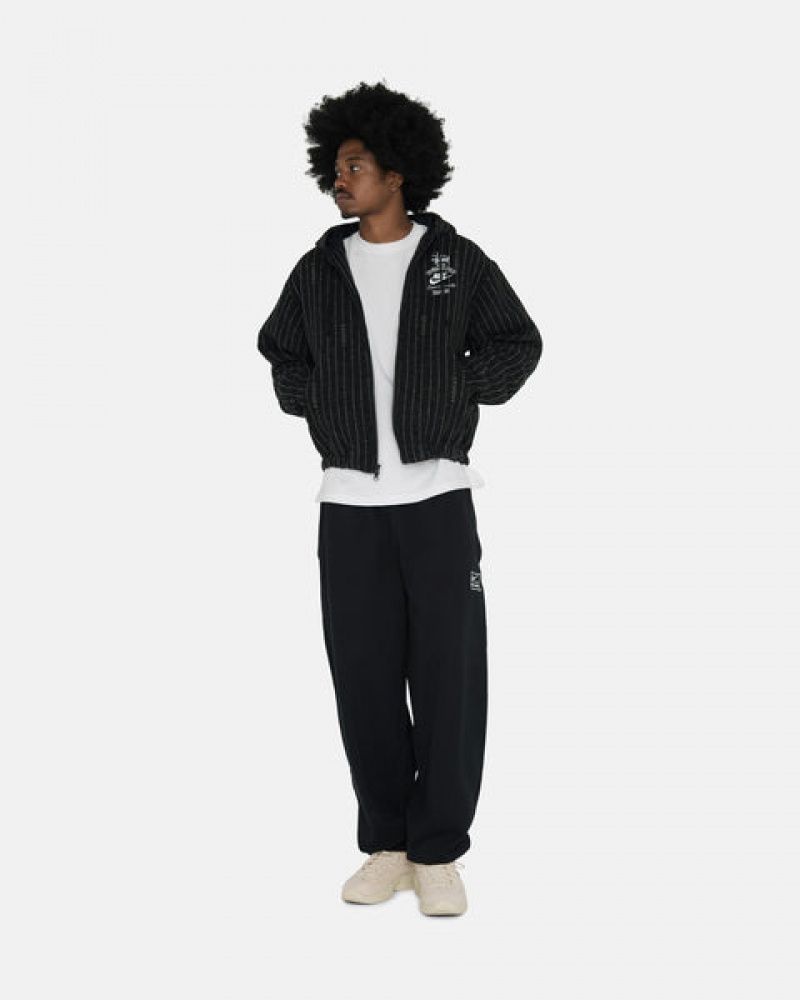 Black Stussy Stone Wash Fleece Pant Men's Sweatpants Jakarta | Indonesia GMD-4106