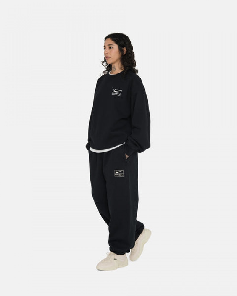 Black Stussy Stone Wash Fleece Pant Men's Sweatpants Jakarta | Indonesia GMD-4106