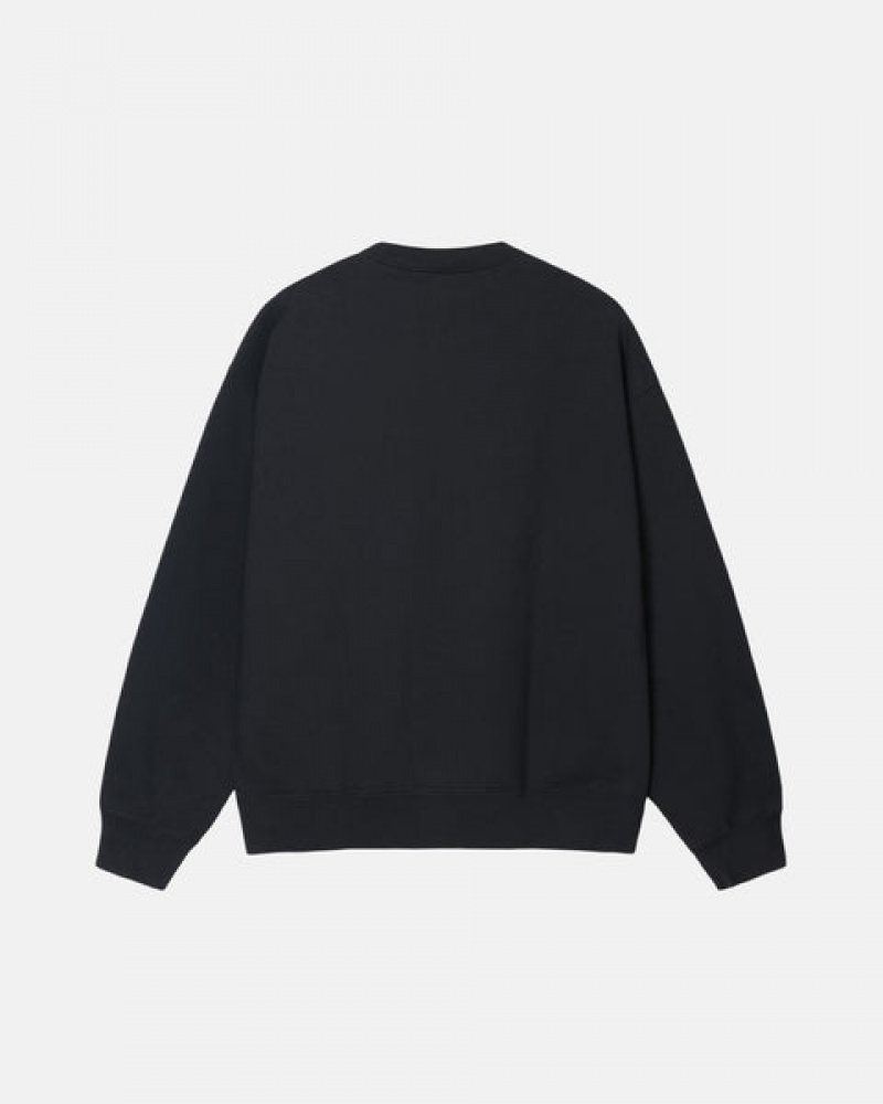 Black Stussy Stone Wash Fleece Crew Women's Sweatshirts Jakarta | Indonesia CCU-9692