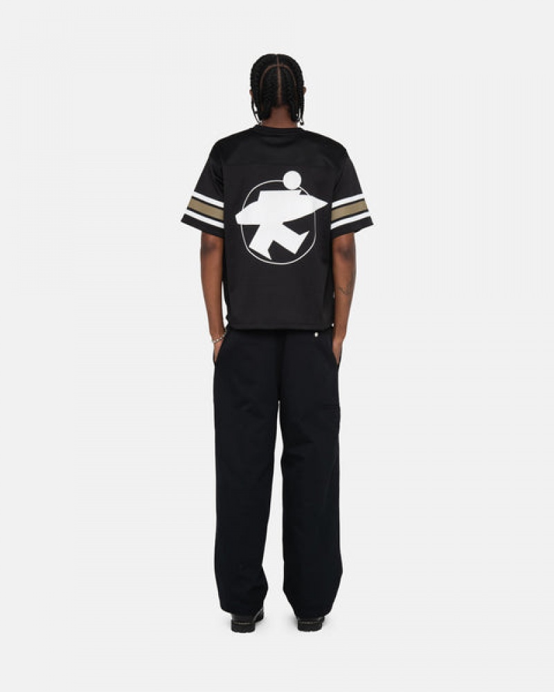 Black Stussy Surfman Mesh Football Jersey Women's Tops Jakarta | Indonesia YFO-4276