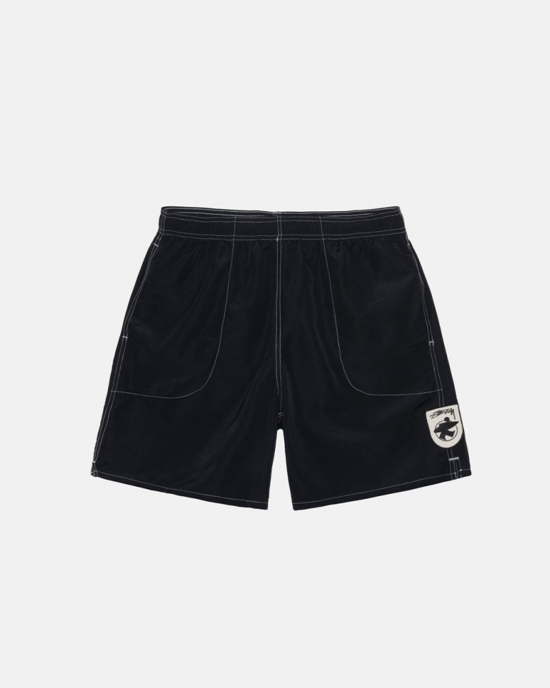 Black Stussy Surfman Patch Water Short Women\'s Swimwear Jakarta | Indonesia ELU-2114