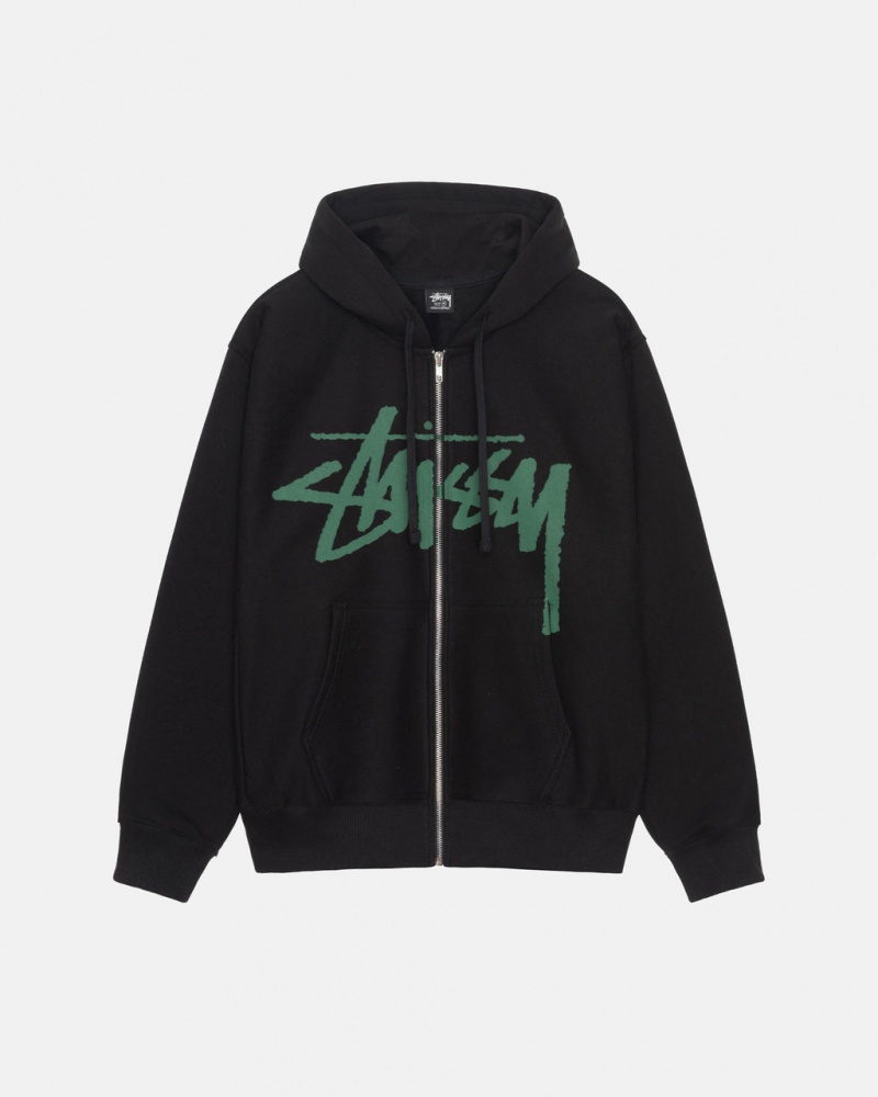 Black Stussy Venus Zip Hood Men\'s Sweatshirts Jakarta | Indonesia WEH-6443