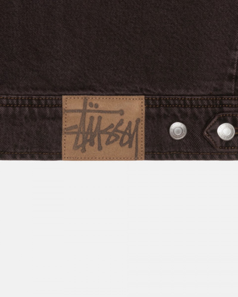 Black Stussy Zip Work Jacket Denim Men's Denim Jakarta | Indonesia IAG-0426