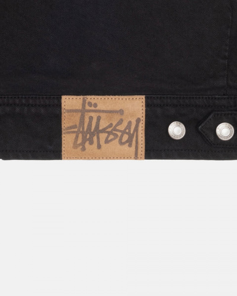 Black / Black Stussy Zip Work Jacket Overdyed Women's Denim Jakarta | Indonesia HXG-5408