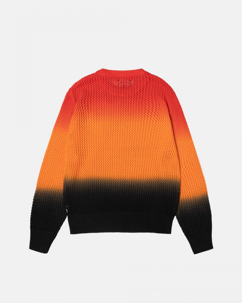 Black / Red Stussy Pigment Dyed Loose Gauge Knit Sweater Men's Sweaters Jakarta | Indonesia YLH-6326