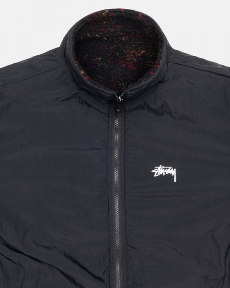 Black / Red Stussy Sherpa Reversible Jacket Men's Jackets Jakarta | Indonesia GJN-9057