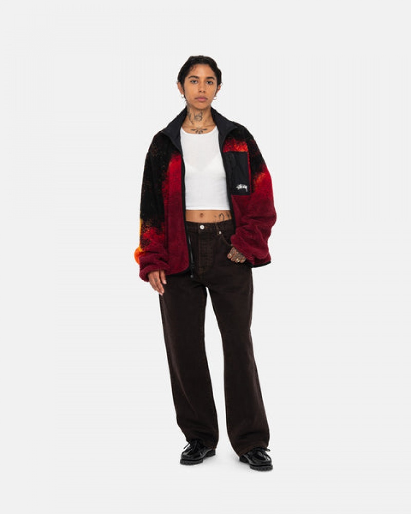 Black / Red Stussy Sherpa Reversible Jacket Women's Jackets Jakarta | Indonesia IOC-4840