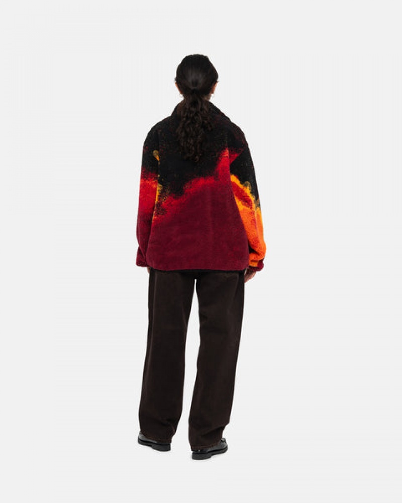 Black / Red Stussy Sherpa Reversible Jacket Women's Jackets Jakarta | Indonesia IOC-4840