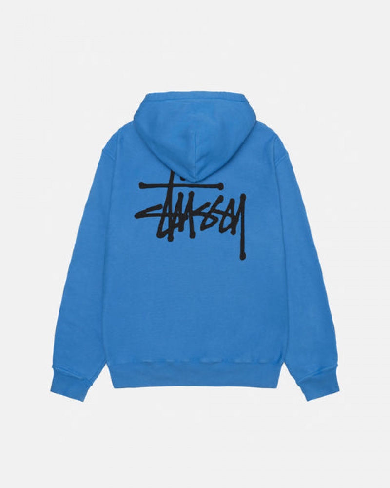 Blue Stussy Basic Stussy Hoodie Pigment Dyed Men's Hoodie Jakarta | Indonesia TEJ-2945