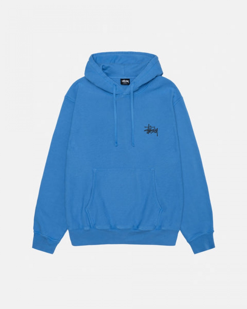 Blue Stussy Basic Stussy Hoodie Pigment Dyed Men\'s Hoodie Jakarta | Indonesia TEJ-2945