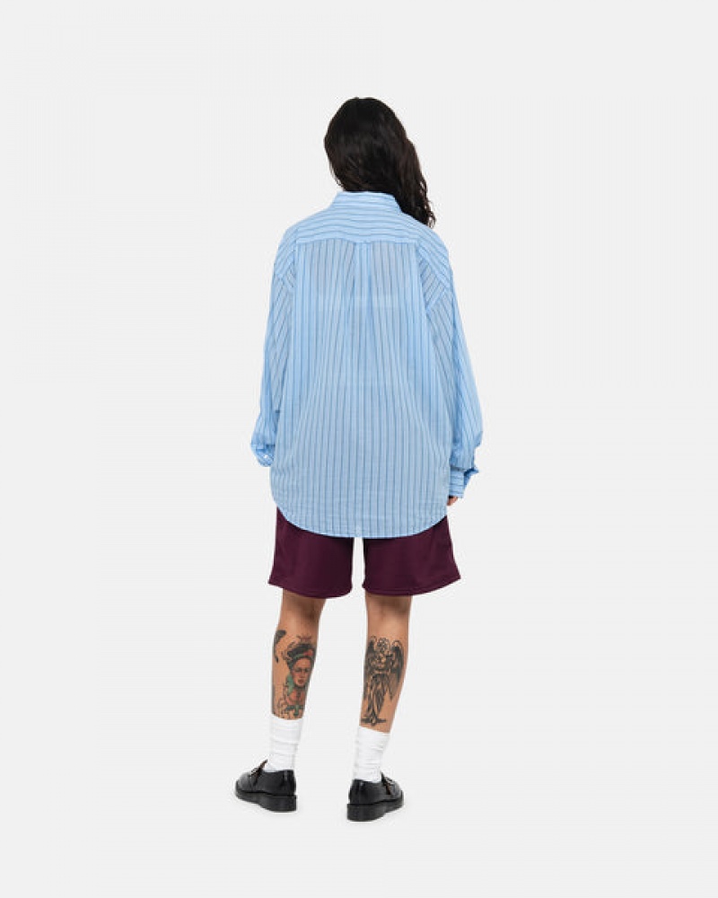 Blue Stussy Light Weight Classic Shirt Men's Shirts Jakarta | Indonesia ACS-3042