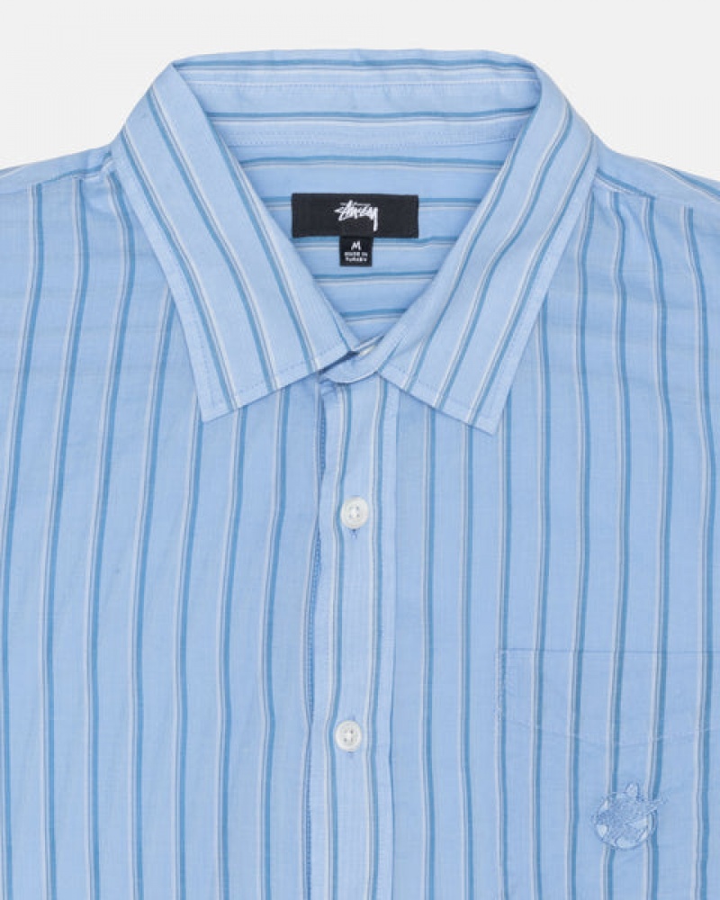 Blue Stussy Light Weight Classic Shirt Men's Shirts Jakarta | Indonesia ACS-3042