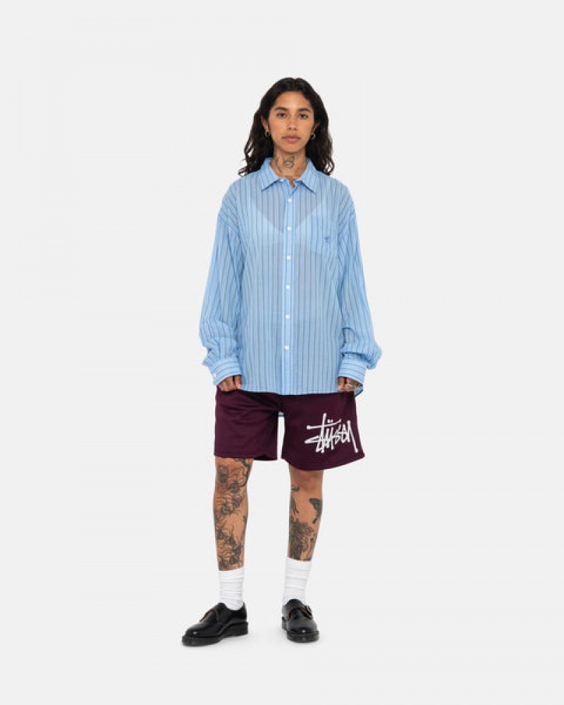 Blue Stussy Light Weight Classic Shirt Men's Shirts Jakarta | Indonesia ACS-3042