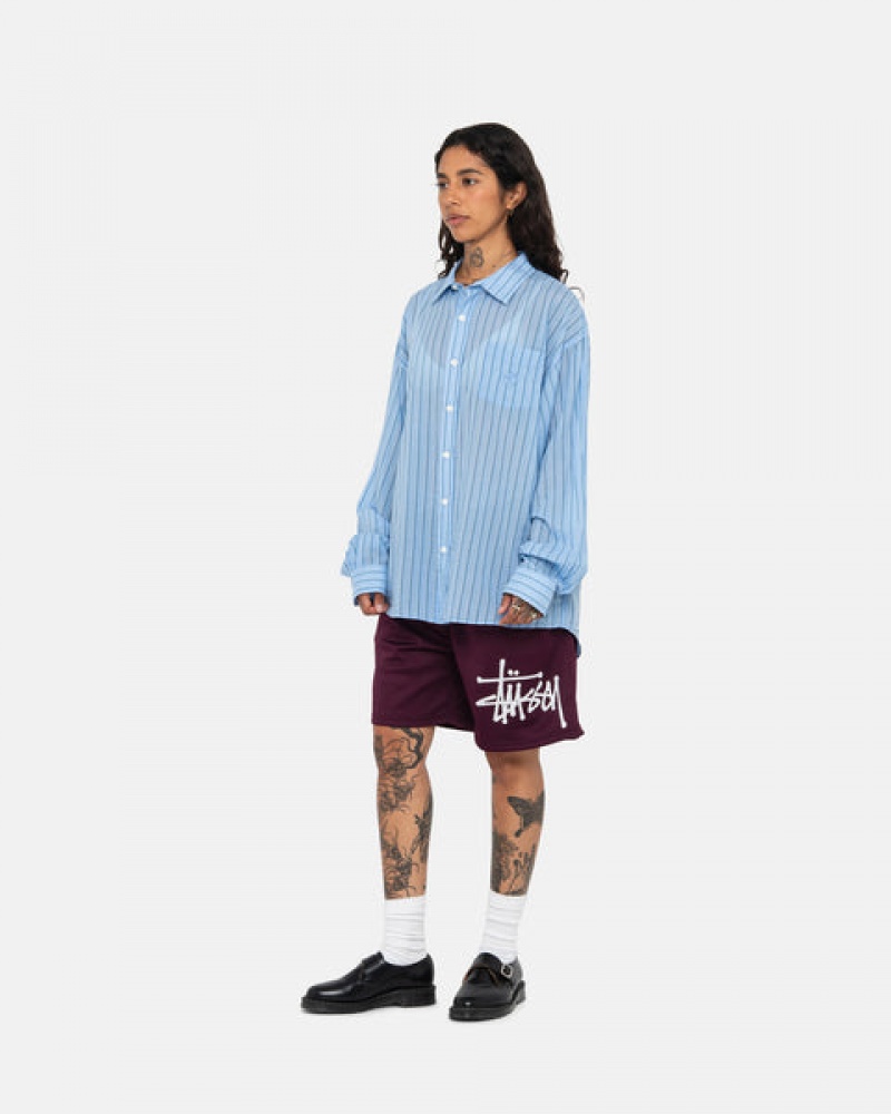 Blue Stussy Light Weight Classic Shirt Men's Shirts Jakarta | Indonesia ACS-3042