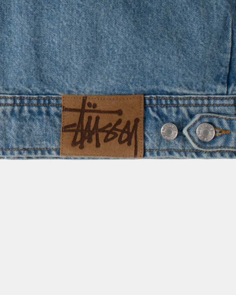 Blue Stussy Zip Work Jacket Denim Women's Denim Jakarta | Indonesia WOE-5825