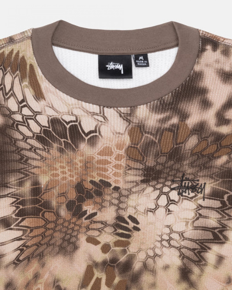 Brown Stussy Kryptek Camo LS Thermal Men's Tops Jakarta | Indonesia GPV-3094