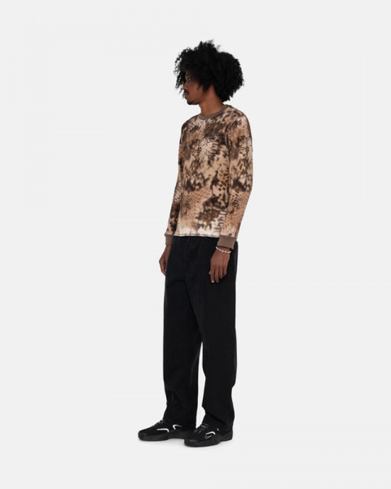 Brown Stussy Kryptek Camo LS Thermal Men's Tops Jakarta | Indonesia GPV-3094