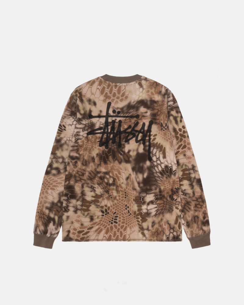 Brown Stussy Kryptek Camo LS Thermal Men\'s Tops Jakarta | Indonesia GPV-3094