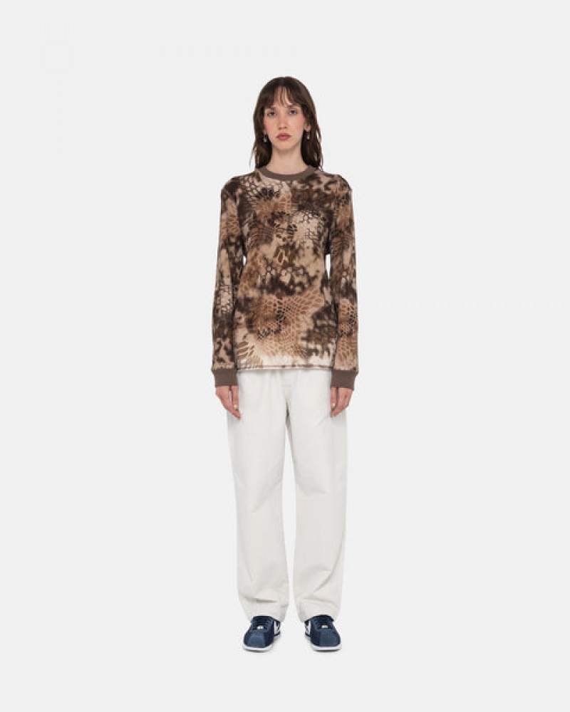 Brown Stussy Kryptek Camo LS Thermal Women's Tops Jakarta | Indonesia CEC-7067