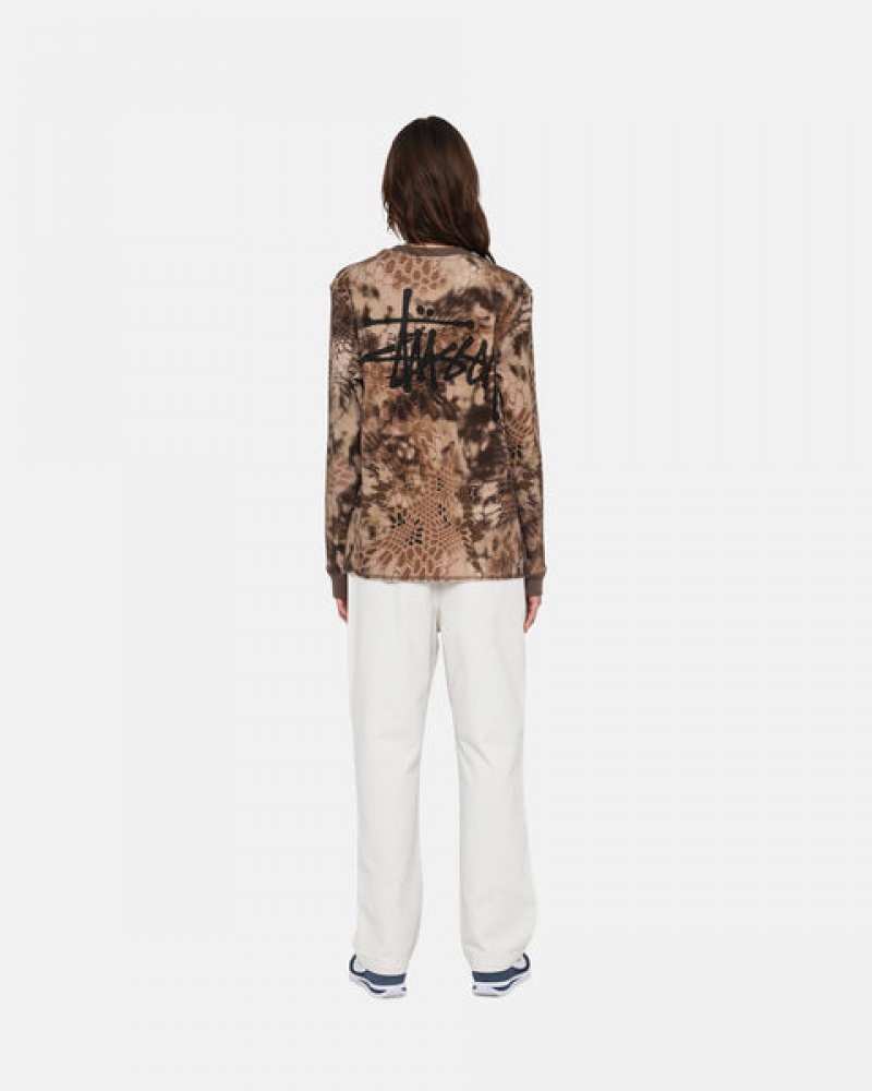 Brown Stussy Kryptek Camo LS Thermal Women's Tops Jakarta | Indonesia CEC-7067