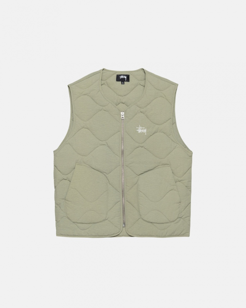 Brown Stussy Recycled Nylon Liner Vest Men\'s Vest Jakarta | Indonesia TFN-1692