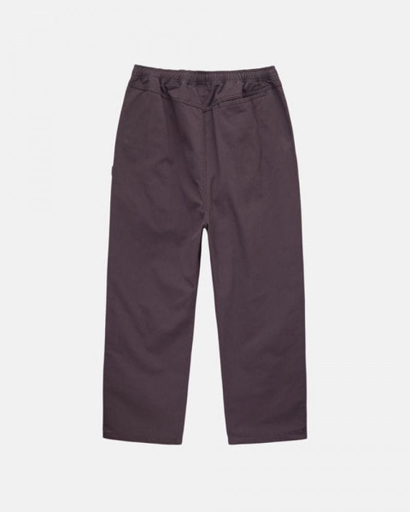 Burgundy Stussy Brushed Beach Pant Men's Pants Jakarta | Indonesia BIV-5571