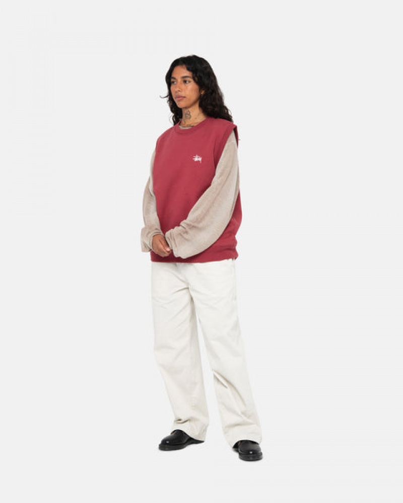 Burgundy Stussy Stock Fleece Vest Men's Sweatshirts Jakarta | Indonesia ARK-3317