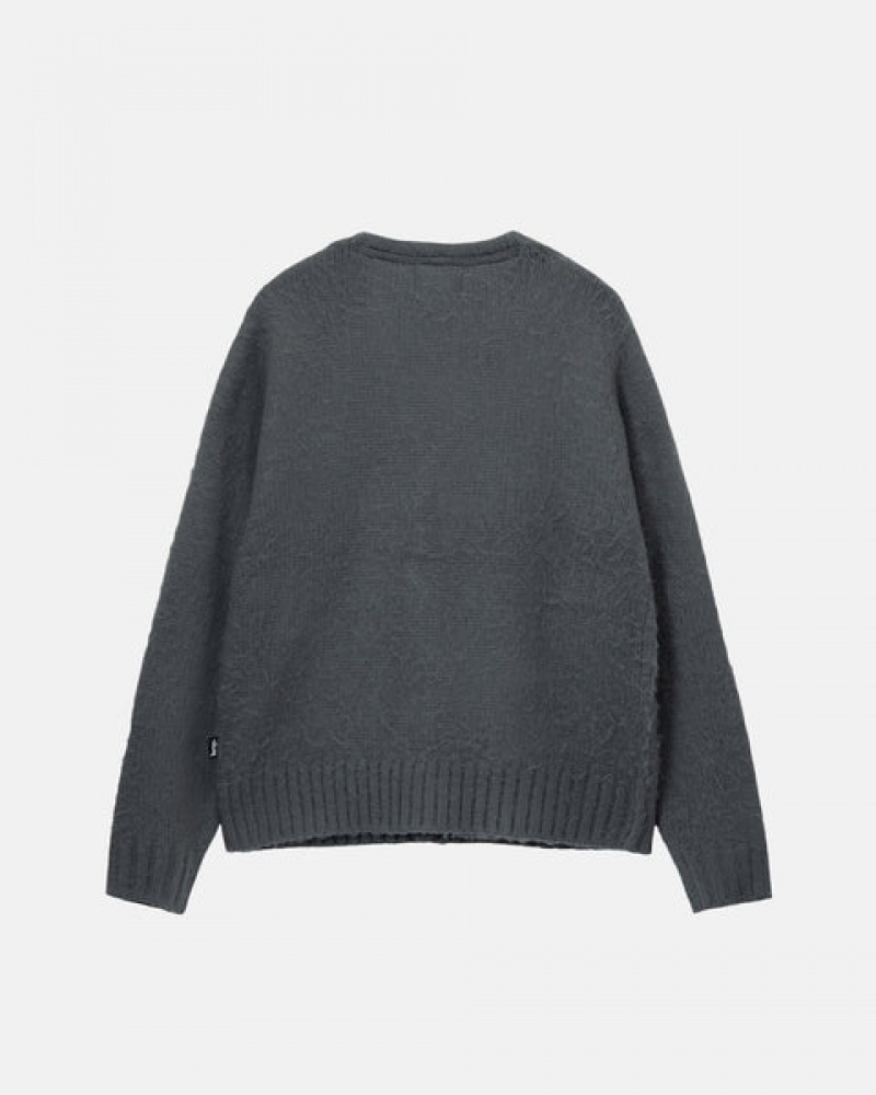 Charcoal Stussy Brushed Cardigan Women's Sweaters Jakarta | Indonesia OLV-2339