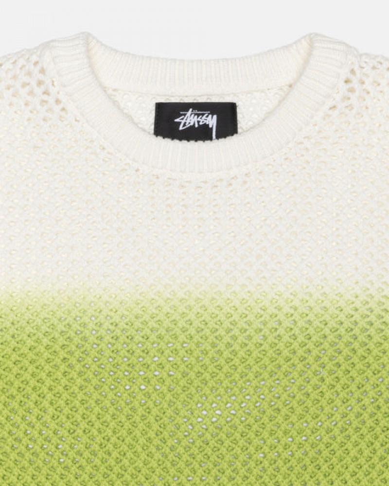 Dark Green Stussy Pigment Dyed Loose Gauge Knit Sweater Men's Sweaters Jakarta | Indonesia ALS-7608