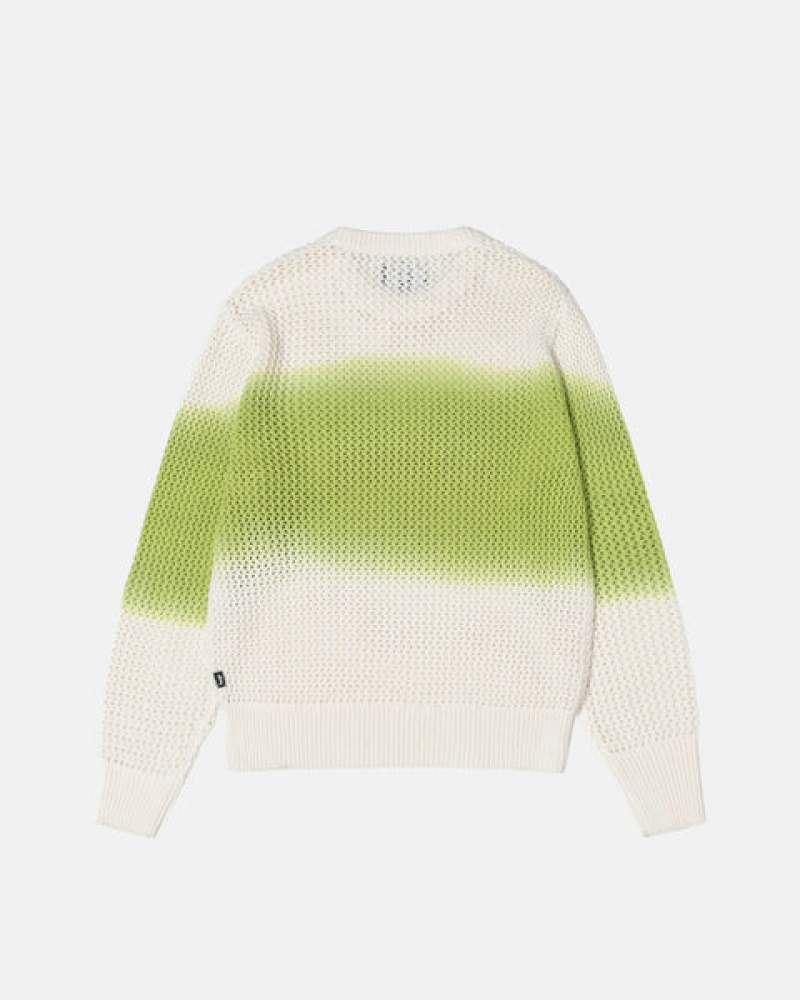 Dark Green Stussy Pigment Dyed Loose Gauge Knit Sweater Women's Sweaters Jakarta | Indonesia URO-6504