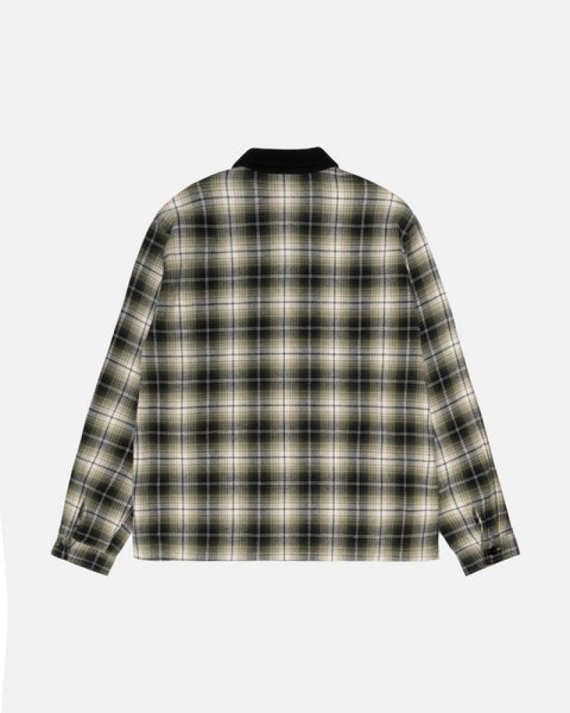 Dark Grey Stussy Frank Plaid Zip Shirt Men's Shirts Jakarta | Indonesia BPW-5565