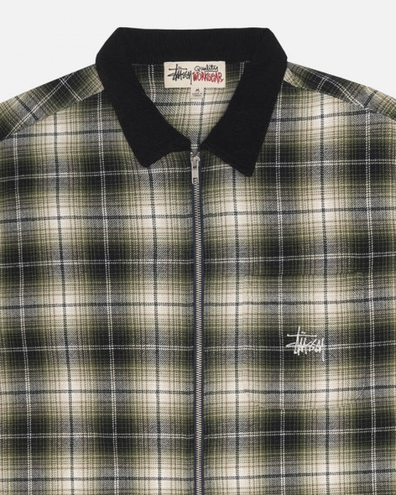 Dark Grey Stussy Frank Plaid Zip Shirt Women's Shirts Jakarta | Indonesia XFK-2962