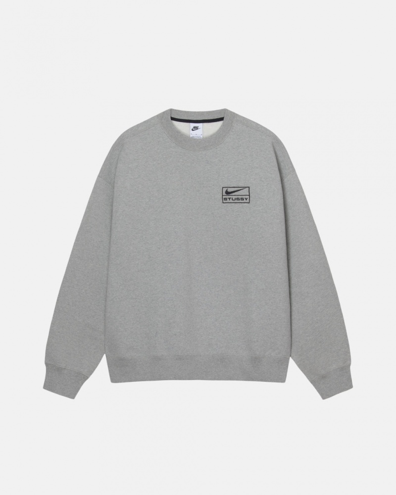 Dark Grey Stussy Fleece Crew Women\'s Sweatshirts Jakarta | Indonesia AJZ-7932