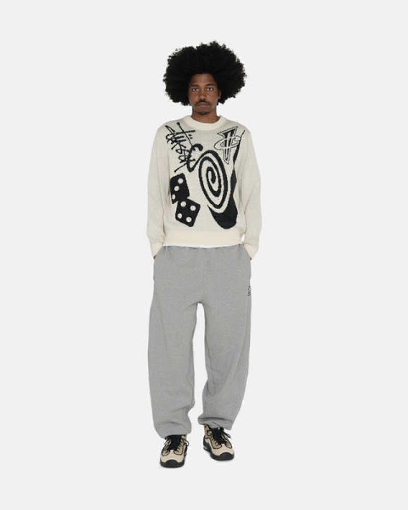 Dark Grey Stussy Fleece Pant Men's Sweatpants Jakarta | Indonesia TEY-9324