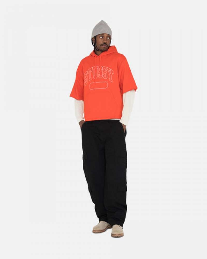 Deep Orange Stussy Ss Boxy Cropped Hoodie Men's Hoodie Jakarta | Indonesia ANE-0651